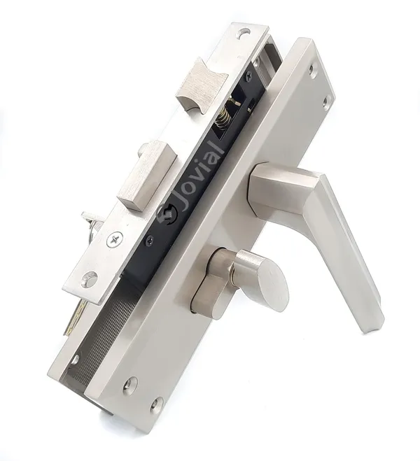 CY-43_-_8"_Plate_Mortise_Door_Lock_Handle_Set/Mortise_Lock_with_Brass_Lock_Body_and_60mm_Brass_Cylinder_Set_with_3_Brass_Computerised_Keys(Silver_Satin_Finish)