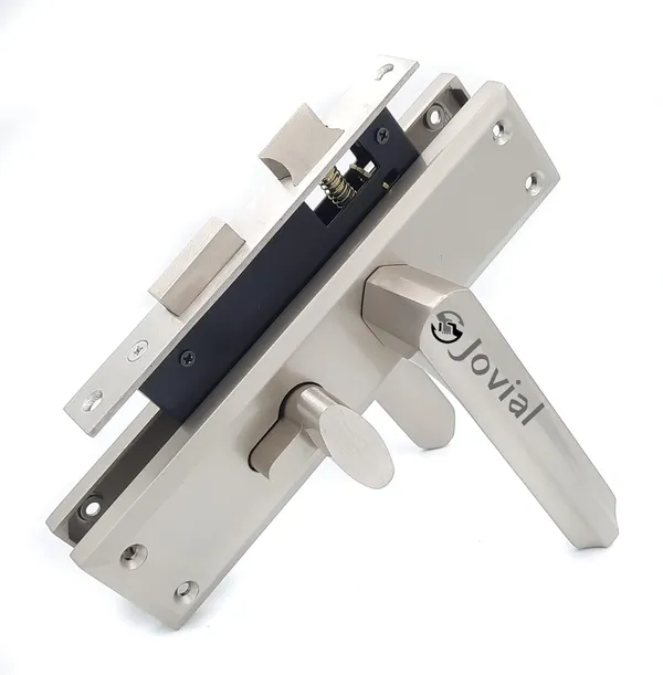 CY-43_-_8"_Plate_Mortise_Door_Lock_Handle_Set/Mortise_Lock_with_Brass_Lock_Body_and_60mm_Brass_Cylinder_Set_with_3_Brass_Computerised_Keys(Silver_Satin_Finish)