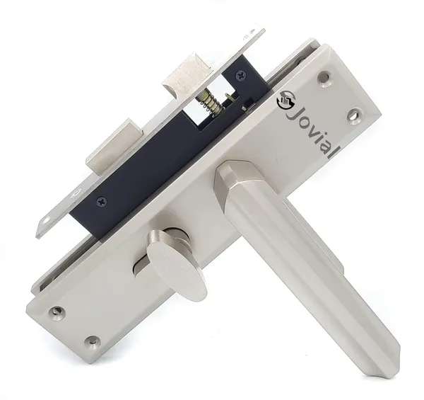 CY-43_-_8"_Plate_Mortise_Door_Lock_Handle_Set/Mortise_Lock_with_Brass_Lock_Body_and_60mm_Brass_Cylinder_Set_with_3_Brass_Computerised_Keys(Silver_Satin_Finish)