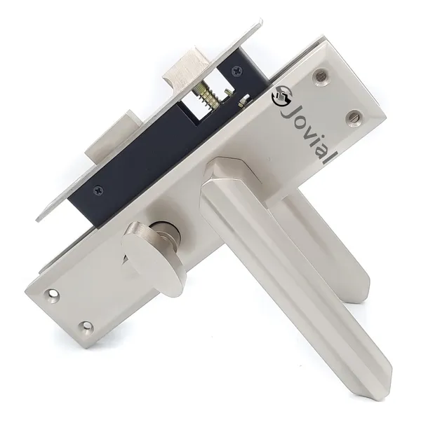 CY-43_-_8"_Plate_Mortise_Door_Lock_Handle_Set/Mortise_Lock_with_Brass_Lock_Body_and_60mm_Brass_Cylinder_Set_with_3_Brass_Computerised_Keys(Silver_Satin_Finish)