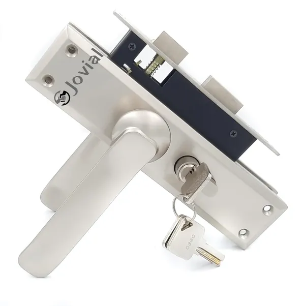 CY-44_-_8"_Plate_Mortise_Door_Lock_Handle_Set/Mortise_Lock_with_Brass_Lock_Body_and_60mm_Brass_Cylinder_Set_with_3_Brass_Computerised_Keys(Silver_Satin_Finish)
