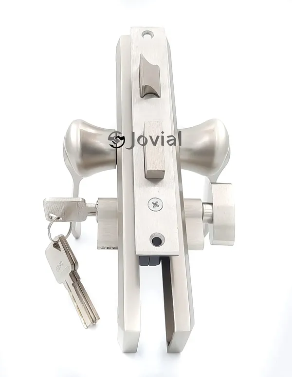 CY-44_-_8"_Plate_Mortise_Door_Lock_Handle_Set/Mortise_Lock_with_Brass_Lock_Body_and_60mm_Brass_Cylinder_Set_with_3_Brass_Computerised_Keys(Silver_Satin_Finish)