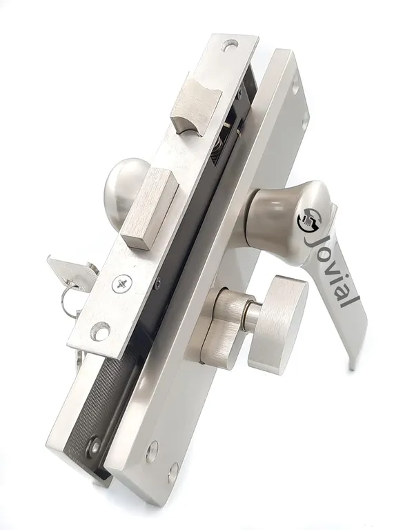 CY-44_-_8"_Plate_Mortise_Door_Lock_Handle_Set/Mortise_Lock_with_Brass_Lock_Body_and_60mm_Brass_Cylinder_Set_with_3_Brass_Computerised_Keys(Silver_Satin_Finish)