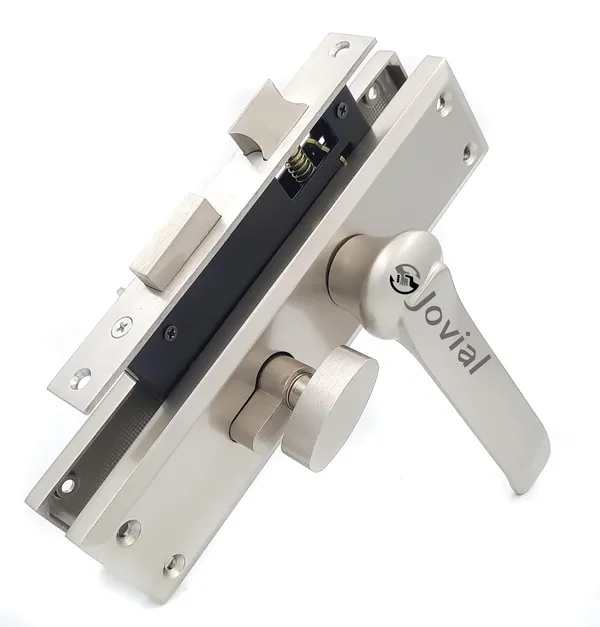 CY-44_-_8"_Plate_Mortise_Door_Lock_Handle_Set/Mortise_Lock_with_Brass_Lock_Body_and_60mm_Brass_Cylinder_Set_with_3_Brass_Computerised_Keys(Silver_Satin_Finish)