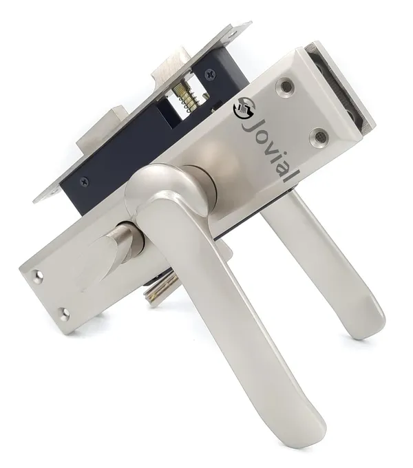 CY-44_-_8"_Plate_Mortise_Door_Lock_Handle_Set/Mortise_Lock_with_Brass_Lock_Body_and_60mm_Brass_Cylinder_Set_with_3_Brass_Computerised_Keys(Silver_Satin_Finish)