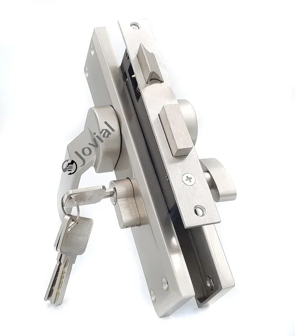 CY-45_-_8"_Plate_Mortise_Door_Lock_Handle_Set/Mortise_Lock_with_Brass_Lock_Body_and_60mm_Brass_Cylinder_Set_with_3_Brass_Computerised_Keys(Silver_Satin_Finish)