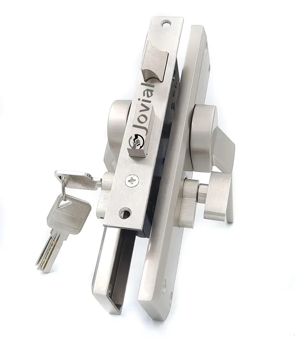 CY-45_-_8"_Plate_Mortise_Door_Lock_Handle_Set/Mortise_Lock_with_Brass_Lock_Body_and_60mm_Brass_Cylinder_Set_with_3_Brass_Computerised_Keys(Silver_Satin_Finish)