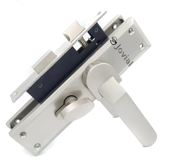 CY-45_-_8"_Plate_Mortise_Door_Lock_Handle_Set/Mortise_Lock_with_Brass_Lock_Body_and_60mm_Brass_Cylinder_Set_with_3_Brass_Computerised_Keys(Silver_Satin_Finish)