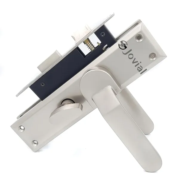 CY-45_-_8"_Plate_Mortise_Door_Lock_Handle_Set/Mortise_Lock_with_Brass_Lock_Body_and_60mm_Brass_Cylinder_Set_with_3_Brass_Computerised_Keys(Silver_Satin_Finish)