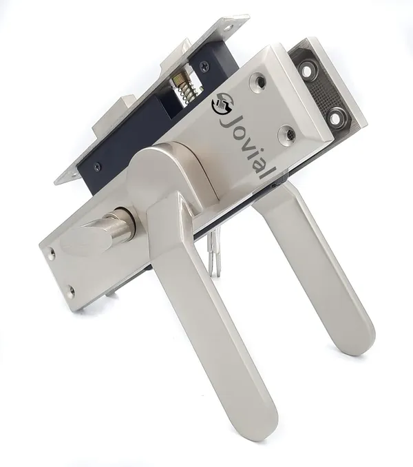 CY-45_-_8"_Plate_Mortise_Door_Lock_Handle_Set/Mortise_Lock_with_Brass_Lock_Body_and_60mm_Brass_Cylinder_Set_with_3_Brass_Computerised_Keys(Silver_Satin_Finish)