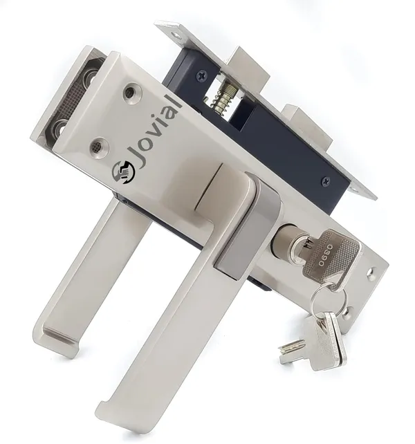 CY-49_-_8"_Plate_Mortise_Door_Lock_Handle_Set_with_Brass_Lock_Body_and_60mm_Brass_Cylinder_Set_with_3_Brass_Computerised_Keys/Zinc_Alloy_(Silver_Satin_Finish)