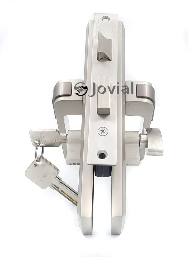 CY-49_-_8"_Plate_Mortise_Door_Lock_Handle_Set_with_Brass_Lock_Body_and_60mm_Brass_Cylinder_Set_with_3_Brass_Computerised_Keys/Zinc_Alloy_(Silver_Satin_Finish)