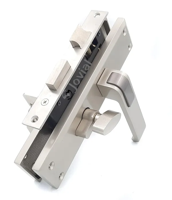 CY-49_-_8"_Plate_Mortise_Door_Lock_Handle_Set_with_Brass_Lock_Body_and_60mm_Brass_Cylinder_Set_with_3_Brass_Computerised_Keys/Zinc_Alloy_(Silver_Satin_Finish)