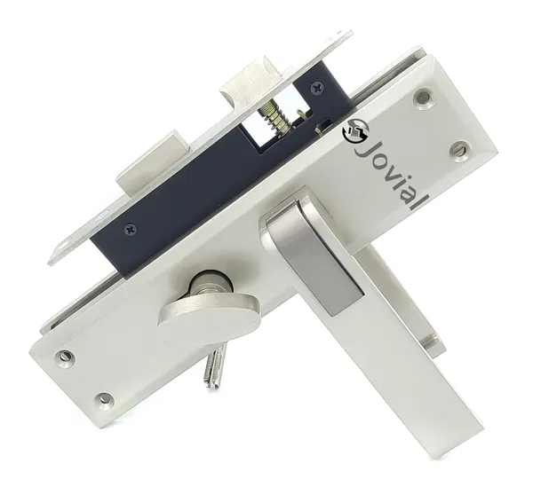 CY-49_-_8"_Plate_Mortise_Door_Lock_Handle_Set_with_Brass_Lock_Body_and_60mm_Brass_Cylinder_Set_with_3_Brass_Computerised_Keys/Zinc_Alloy_(Silver_Satin_Finish)