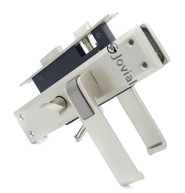 CY-49_-_8"_Plate_Mortise_Door_Lock_Handle_Set_with_Brass_Lock_Body_and_60mm_Brass_Cylinder_Set_with_3_Brass_Computerised_Keys/Zinc_Alloy_(Silver_Satin_Finish)