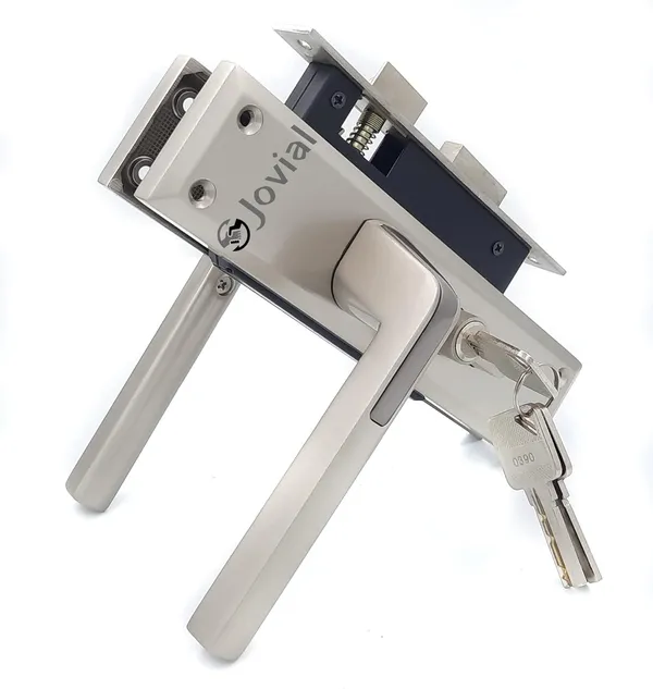 CY-50_-_8"_Plate_Mortise_Door_Lock_Handle_Set/Mortise_Lock_with_Brass_Lock_Body_and_60mm_Brass_Cylinder_Set_with_3_Brass_Computerised_Keys(Silver_Satin_Finish)