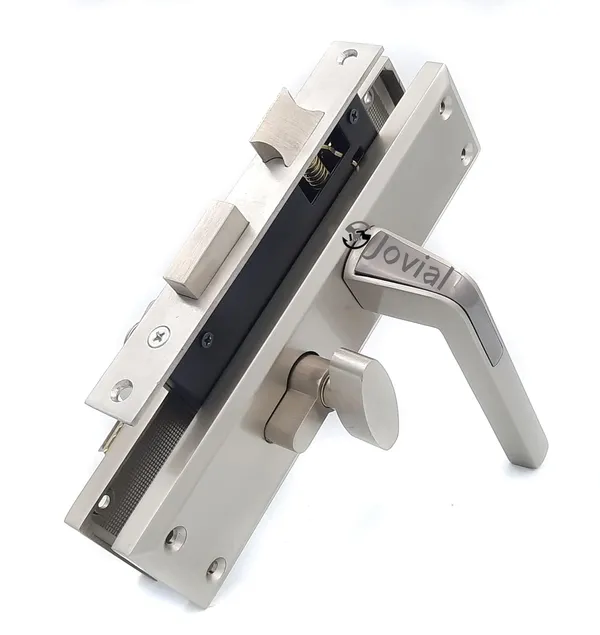 CY-50_-_8"_Plate_Mortise_Door_Lock_Handle_Set/Mortise_Lock_with_Brass_Lock_Body_and_60mm_Brass_Cylinder_Set_with_3_Brass_Computerised_Keys(Silver_Satin_Finish)