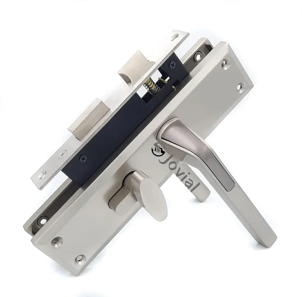 CY-50_-_8"_Plate_Mortise_Door_Lock_Handle_Set/Mortise_Lock_with_Brass_Lock_Body_and_60mm_Brass_Cylinder_Set_with_3_Brass_Computerised_Keys(Silver_Satin_Finish)