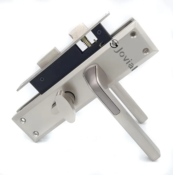 CY-50_-_8"_Plate_Mortise_Door_Lock_Handle_Set/Mortise_Lock_with_Brass_Lock_Body_and_60mm_Brass_Cylinder_Set_with_3_Brass_Computerised_Keys(Silver_Satin_Finish)