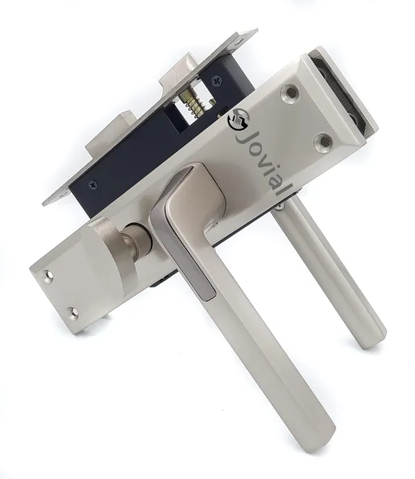 CY-50_-_8"_Plate_Mortise_Door_Lock_Handle_Set/Mortise_Lock_with_Brass_Lock_Body_and_60mm_Brass_Cylinder_Set_with_3_Brass_Computerised_Keys(Silver_Satin_Finish)