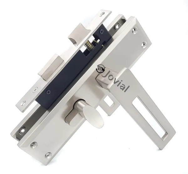 CY-52_-_8"_Plate_Mortise_Door_Lock_Handle_Set/Mortise_Lock_with_Brass_Lock_Body_and_60mm_Brass_Cylinder_Set_with_3_Brass_Computerised_Keys(Silver_Satin_Finish)