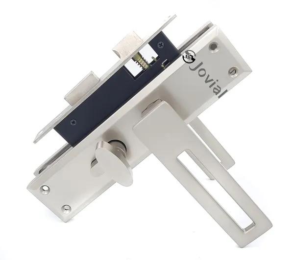 CY-52_-_8"_Plate_Mortise_Door_Lock_Handle_Set/Mortise_Lock_with_Brass_Lock_Body_and_60mm_Brass_Cylinder_Set_with_3_Brass_Computerised_Keys(Silver_Satin_Finish)