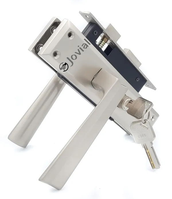 CY-53_-_8"_Plate_Mortise_Door_Lock_Handle_Set/Mortise_Lock_with_Brass_Lock_Body_and_60mm_Brass_Cylinder_Set_with_3_Brass_Computerised_Keys(Silver_Satin_Finish)
