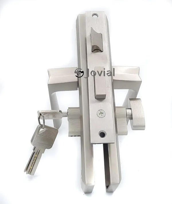 CY-53_-_8"_Plate_Mortise_Door_Lock_Handle_Set/Mortise_Lock_with_Brass_Lock_Body_and_60mm_Brass_Cylinder_Set_with_3_Brass_Computerised_Keys(Silver_Satin_Finish)