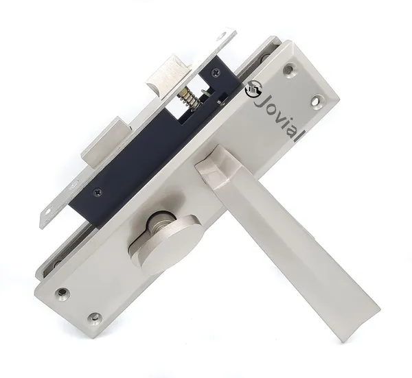 CY-53_-_8"_Plate_Mortise_Door_Lock_Handle_Set/Mortise_Lock_with_Brass_Lock_Body_and_60mm_Brass_Cylinder_Set_with_3_Brass_Computerised_Keys(Silver_Satin_Finish)