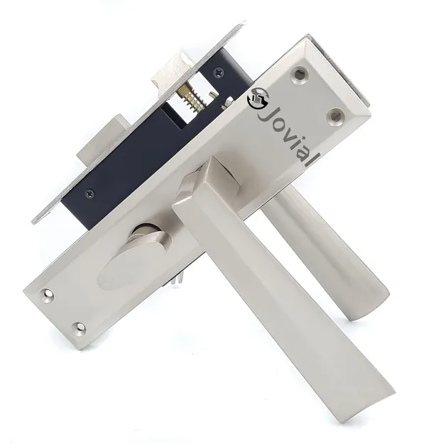 CY-53_-_8"_Plate_Mortise_Door_Lock_Handle_Set/Mortise_Lock_with_Brass_Lock_Body_and_60mm_Brass_Cylinder_Set_with_3_Brass_Computerised_Keys(Silver_Satin_Finish)