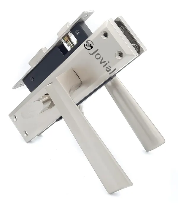 CY-53_-_8"_Plate_Mortise_Door_Lock_Handle_Set/Mortise_Lock_with_Brass_Lock_Body_and_60mm_Brass_Cylinder_Set_with_3_Brass_Computerised_Keys(Silver_Satin_Finish)