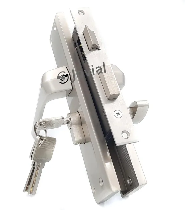 CY-54_-_8"_Plate_Mortise_Door_Lock_Handle_Set/Mortise_Lock_with_Brass_Lock_Body_and_60mm_Brass_Cylinder_Set_with_3_Brass_Computerised_Keys(Silver_Satin_Finish)