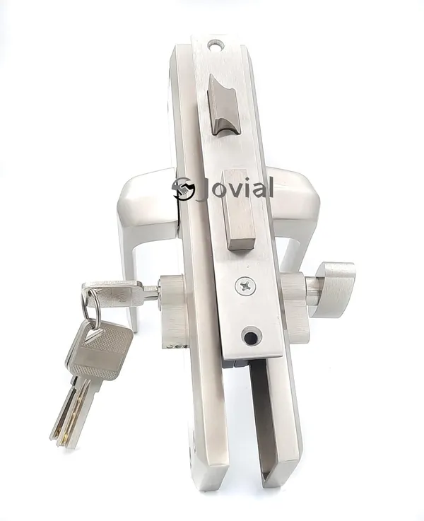 CY-54_-_8"_Plate_Mortise_Door_Lock_Handle_Set/Mortise_Lock_with_Brass_Lock_Body_and_60mm_Brass_Cylinder_Set_with_3_Brass_Computerised_Keys(Silver_Satin_Finish)