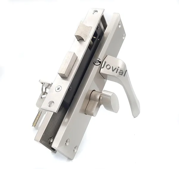 CY-54_-_8"_Plate_Mortise_Door_Lock_Handle_Set/Mortise_Lock_with_Brass_Lock_Body_and_60mm_Brass_Cylinder_Set_with_3_Brass_Computerised_Keys(Silver_Satin_Finish)