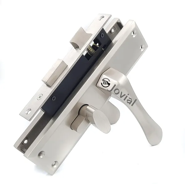 CY-54_-_8"_Plate_Mortise_Door_Lock_Handle_Set/Mortise_Lock_with_Brass_Lock_Body_and_60mm_Brass_Cylinder_Set_with_3_Brass_Computerised_Keys(Silver_Satin_Finish)