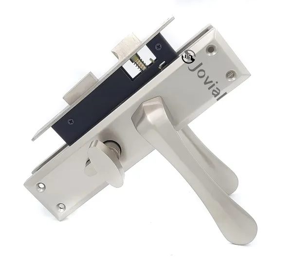 CY-54_-_8"_Plate_Mortise_Door_Lock_Handle_Set/Mortise_Lock_with_Brass_Lock_Body_and_60mm_Brass_Cylinder_Set_with_3_Brass_Computerised_Keys(Silver_Satin_Finish)