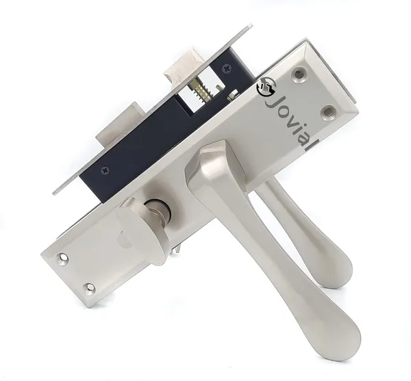 CY-54_-_8"_Plate_Mortise_Door_Lock_Handle_Set/Mortise_Lock_with_Brass_Lock_Body_and_60mm_Brass_Cylinder_Set_with_3_Brass_Computerised_Keys(Silver_Satin_Finish)