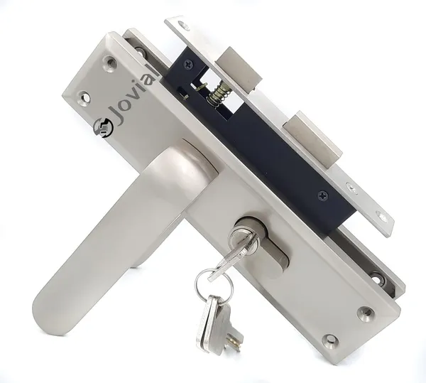 CY-56_-_8"_Plate_Mortise_Door_Lock_Handle_Set/Mortise_Lock_with_Brass_Lock_Body_and_60mm_Brass_Cylinder_Set_with_3_Brass_Computerised_Keys(Silver_Satin_Finish)