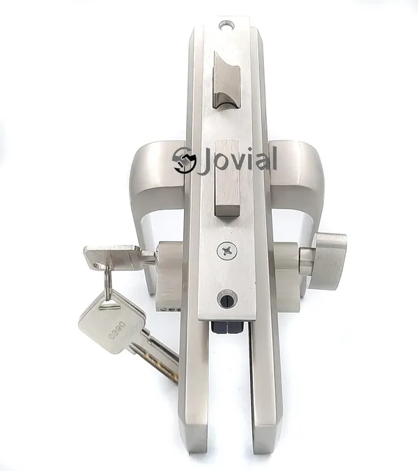 CY-56_-_8"_Plate_Mortise_Door_Lock_Handle_Set/Mortise_Lock_with_Brass_Lock_Body_and_60mm_Brass_Cylinder_Set_with_3_Brass_Computerised_Keys(Silver_Satin_Finish)