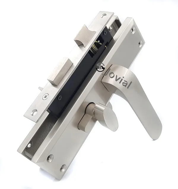 CY-56_-_8"_Plate_Mortise_Door_Lock_Handle_Set/Mortise_Lock_with_Brass_Lock_Body_and_60mm_Brass_Cylinder_Set_with_3_Brass_Computerised_Keys(Silver_Satin_Finish)