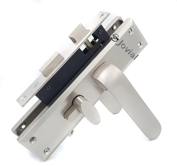 CY-56_-_8"_Plate_Mortise_Door_Lock_Handle_Set/Mortise_Lock_with_Brass_Lock_Body_and_60mm_Brass_Cylinder_Set_with_3_Brass_Computerised_Keys(Silver_Satin_Finish)