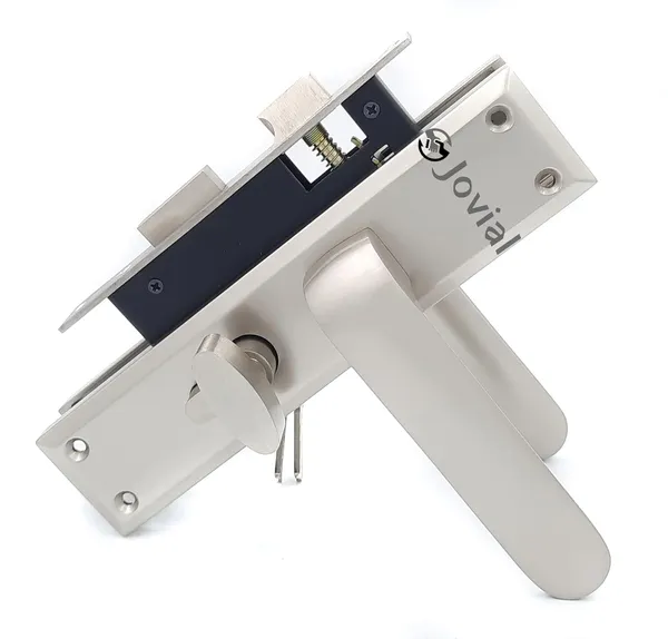 CY-56_-_8"_Plate_Mortise_Door_Lock_Handle_Set/Mortise_Lock_with_Brass_Lock_Body_and_60mm_Brass_Cylinder_Set_with_3_Brass_Computerised_Keys(Silver_Satin_Finish)