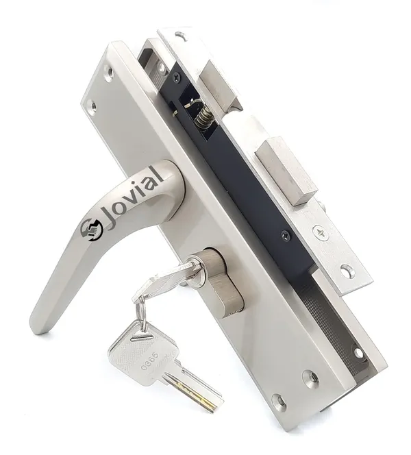 CY-57_-_8"_Plate_Mortise_Door_Lock_Handle_Set/Mortise_Lock_with_Brass_Lock_Body_and_60mm_Brass_Cylinder_Set_with_3_Brass_Computerised_Keys(Silver_Satin_Finish)