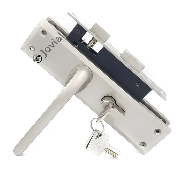 CY-57_-_8"_Plate_Mortise_Door_Lock_Handle_Set/Mortise_Lock_with_Brass_Lock_Body_and_60mm_Brass_Cylinder_Set_with_3_Brass_Computerised_Keys(Silver_Satin_Finish)