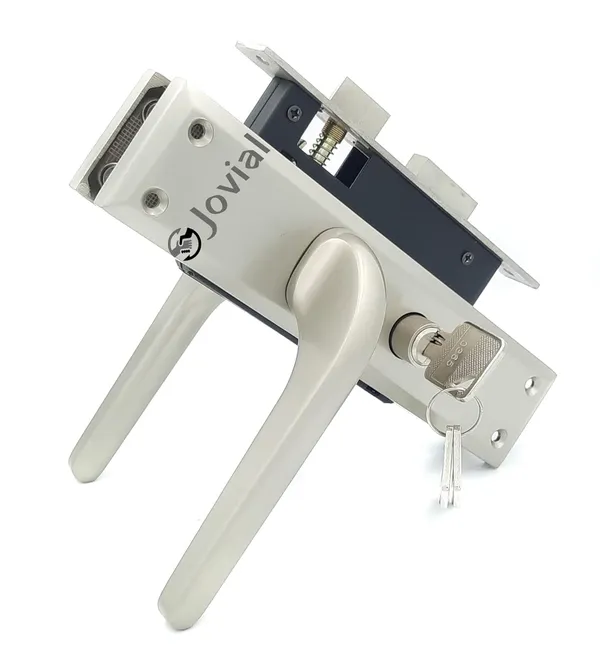 CY-57_-_8"_Plate_Mortise_Door_Lock_Handle_Set/Mortise_Lock_with_Brass_Lock_Body_and_60mm_Brass_Cylinder_Set_with_3_Brass_Computerised_Keys(Silver_Satin_Finish)