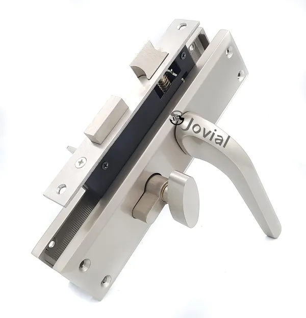 CY-57_-_8"_Plate_Mortise_Door_Lock_Handle_Set/Mortise_Lock_with_Brass_Lock_Body_and_60mm_Brass_Cylinder_Set_with_3_Brass_Computerised_Keys(Silver_Satin_Finish)