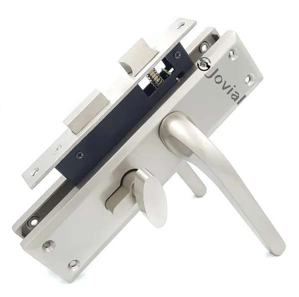 CY-57_-_8"_Plate_Mortise_Door_Lock_Handle_Set/Mortise_Lock_with_Brass_Lock_Body_and_60mm_Brass_Cylinder_Set_with_3_Brass_Computerised_Keys(Silver_Satin_Finish)