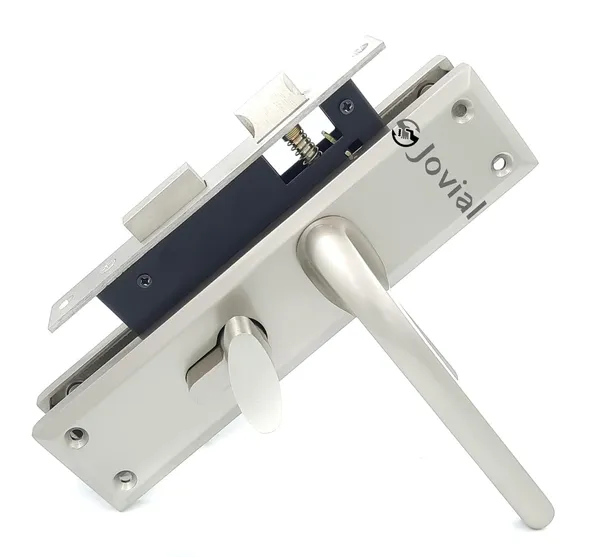 CY-57_-_8"_Plate_Mortise_Door_Lock_Handle_Set/Mortise_Lock_with_Brass_Lock_Body_and_60mm_Brass_Cylinder_Set_with_3_Brass_Computerised_Keys(Silver_Satin_Finish)