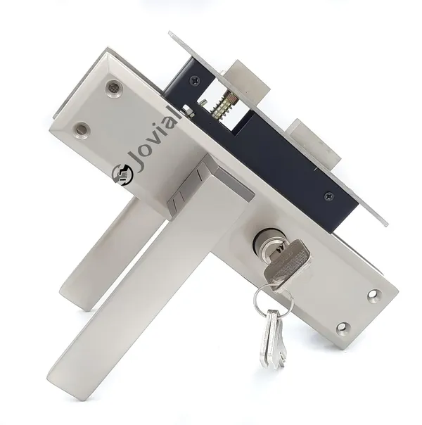 CY-58_-_8"_Plate_Mortise_Door_Lock_Handle_Set/Mortise_Lock_with_Brass_Lock_Body_and_60mm_Brass_Cylinder_Set_with_3_Brass_Computerised_Keys(Silver_Satin_Finish)