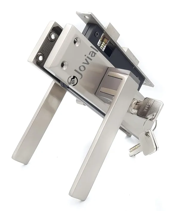 CY-58_-_8"_Plate_Mortise_Door_Lock_Handle_Set/Mortise_Lock_with_Brass_Lock_Body_and_60mm_Brass_Cylinder_Set_with_3_Brass_Computerised_Keys(Silver_Satin_Finish)